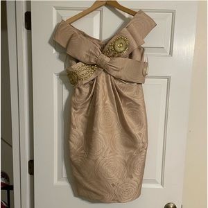 marchesa rose gold dress Marchesa Notte Metallic Lame One-Shoulder